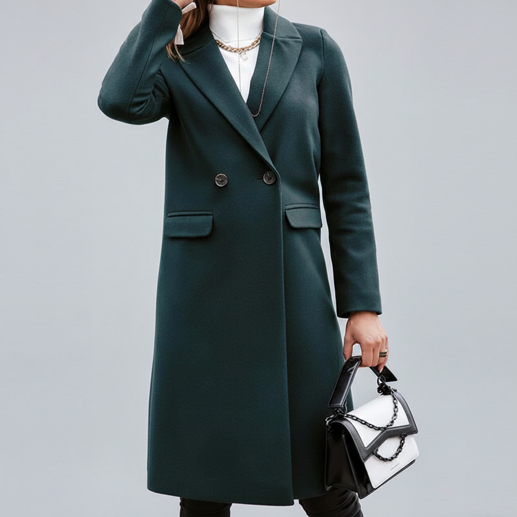 Cappotto Lungo da Donna con Chiusura a Bottoni