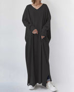 Maxi vestito invernale da donna con maniche lunghe e design fluido
