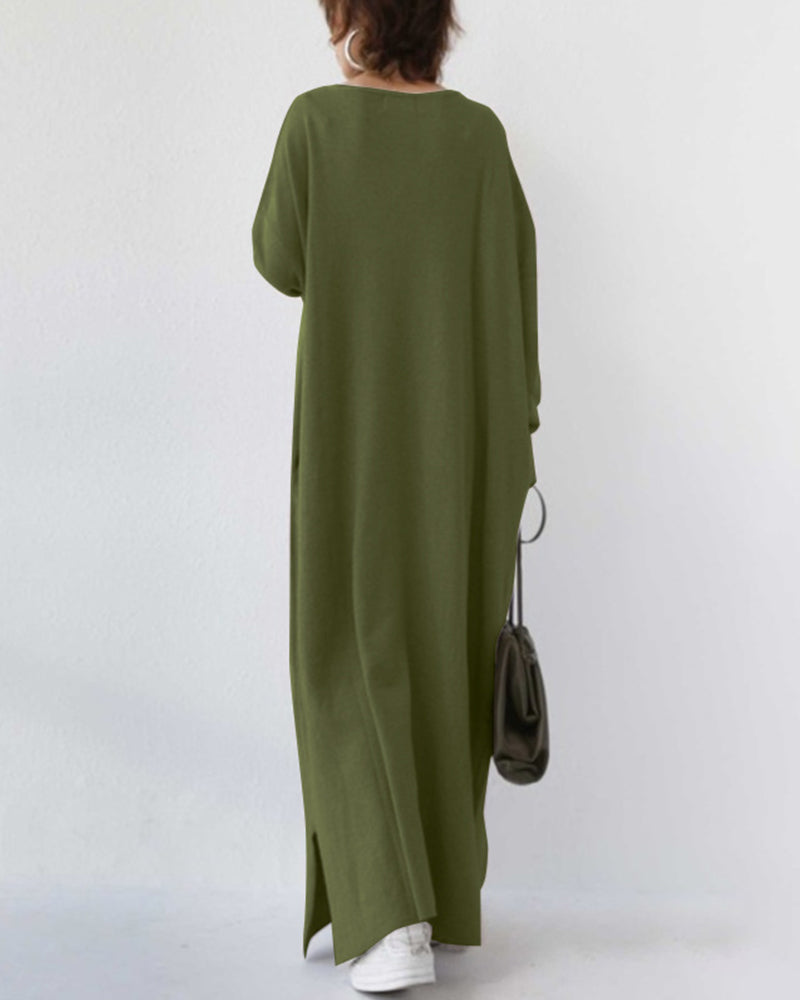 Maxi vestito invernale da donna con maniche lunghe e design fluido