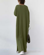 Maxi vestito invernale da donna con maniche lunghe e design fluido