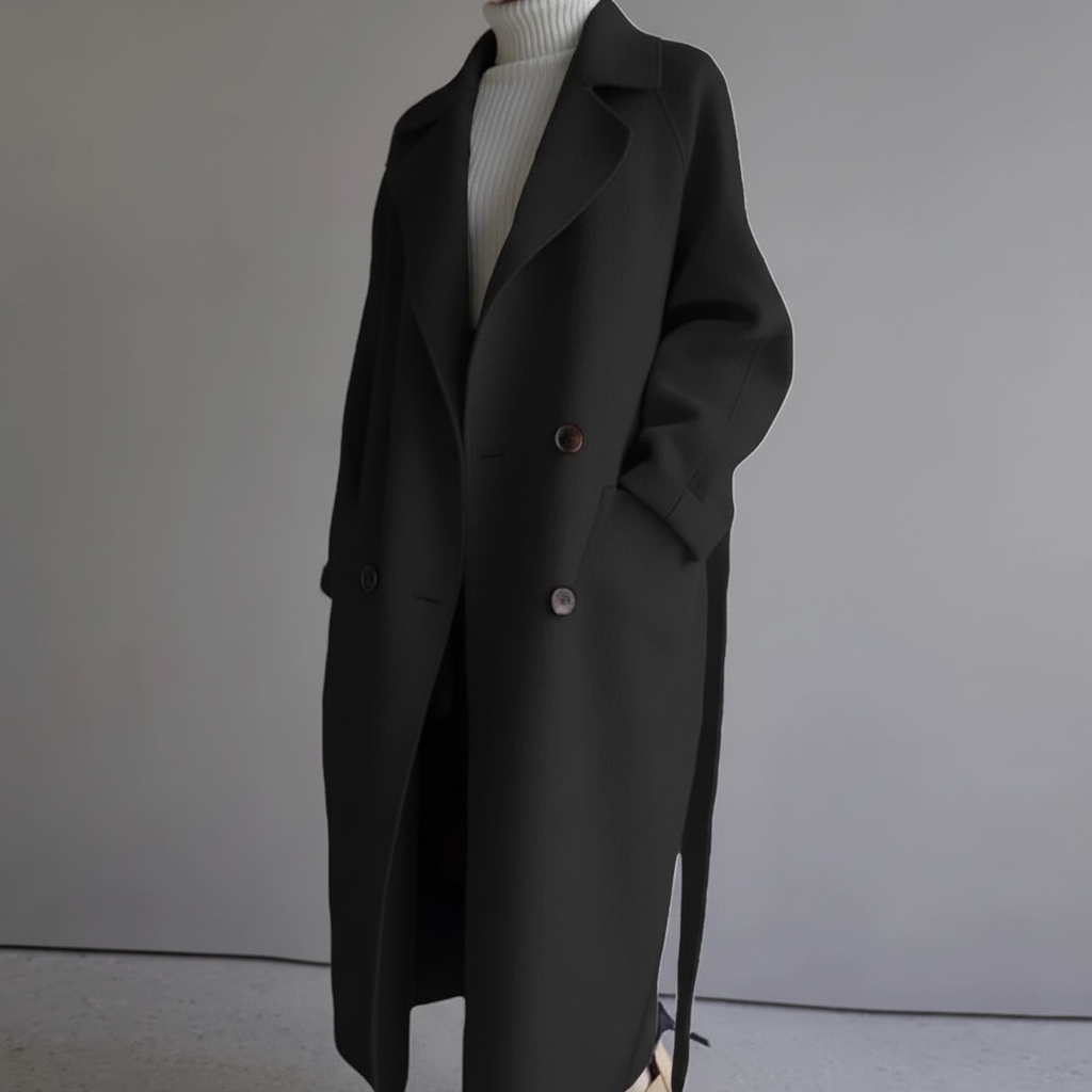 Cappotto lungo doppiopetto elegante da donna