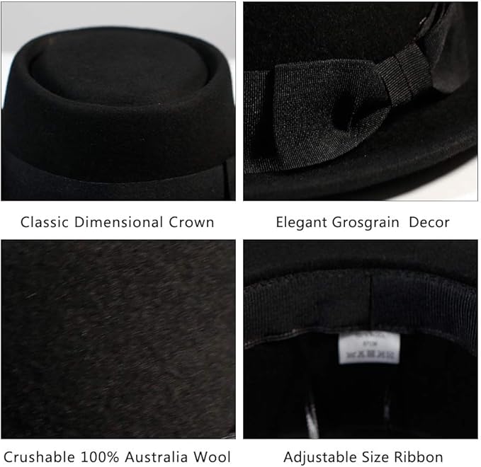 Cappello Fedora da donna elegante in feltro di lana con dettaglio fiocco