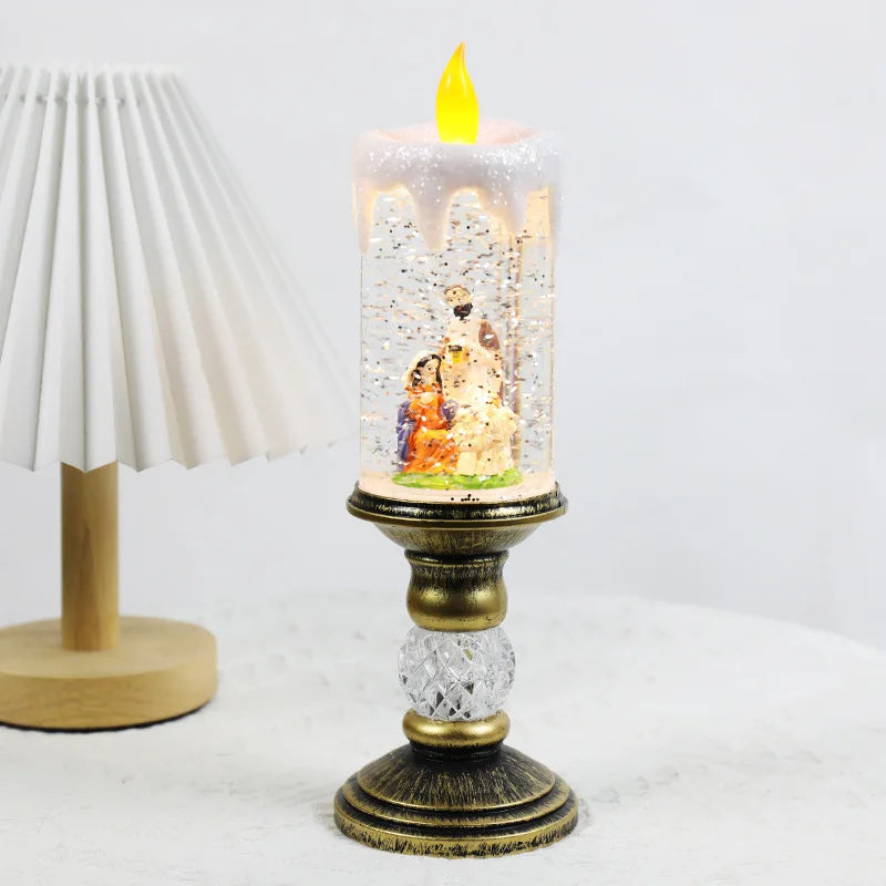 Decorazione natalizia con candele a led festive