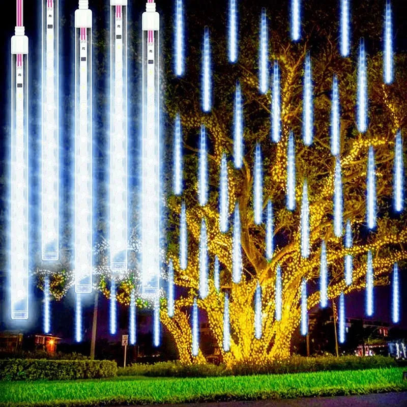 Decorazione da giardino con luci natalizie a forma di meteora