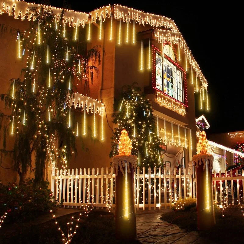Decorazione da giardino con luci natalizie a forma di meteora
