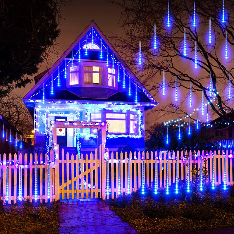 Decorazione da giardino con luci natalizie a forma di meteora