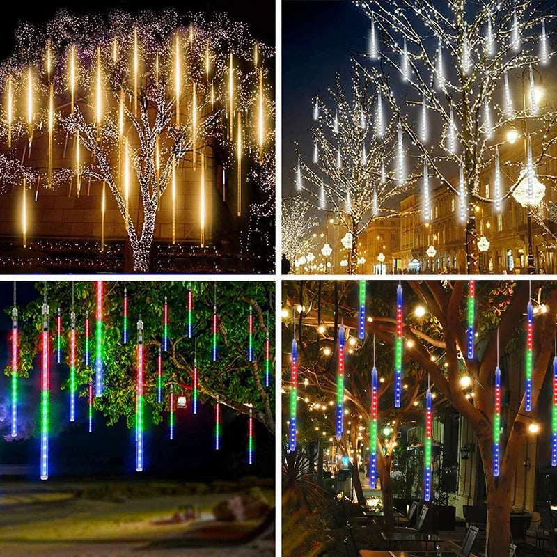 Decorazione da giardino con luci natalizie a forma di meteora