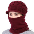 Set di cappelli invernali isolanti da donna - Maglia a trecce, lana