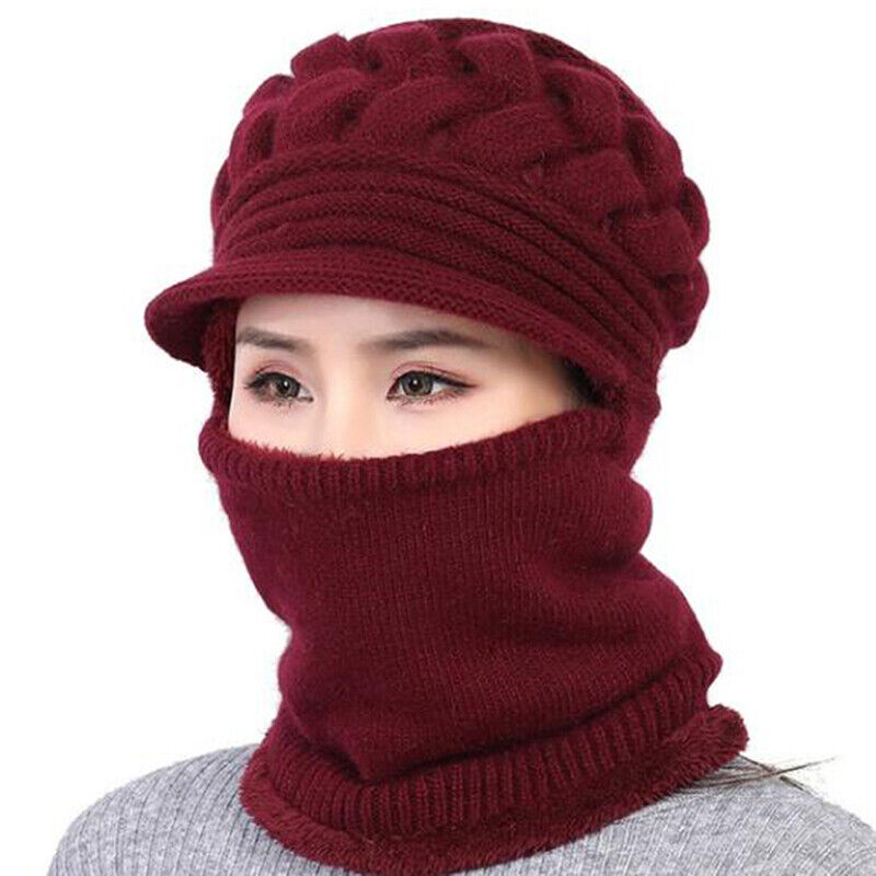 Set di cappelli invernali isolanti da donna - Maglia a trecce, lana