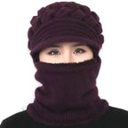 Set di cappelli invernali isolanti da donna - Maglia a trecce, lana