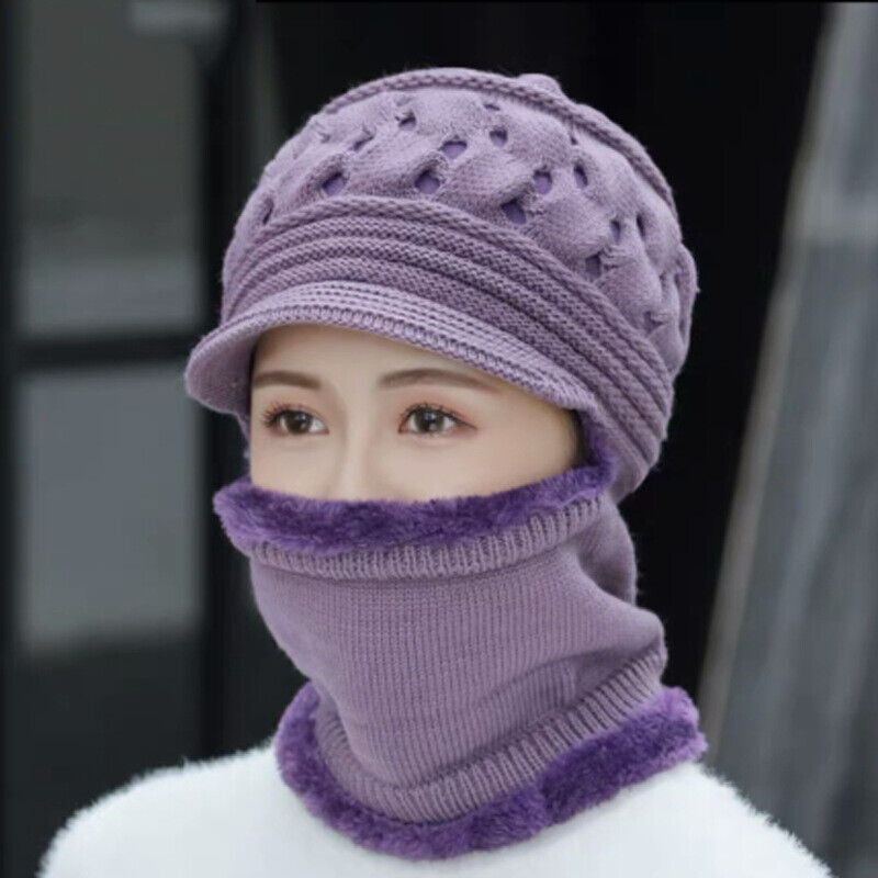 Set di cappelli invernali isolanti da donna - Maglia a trecce, lana