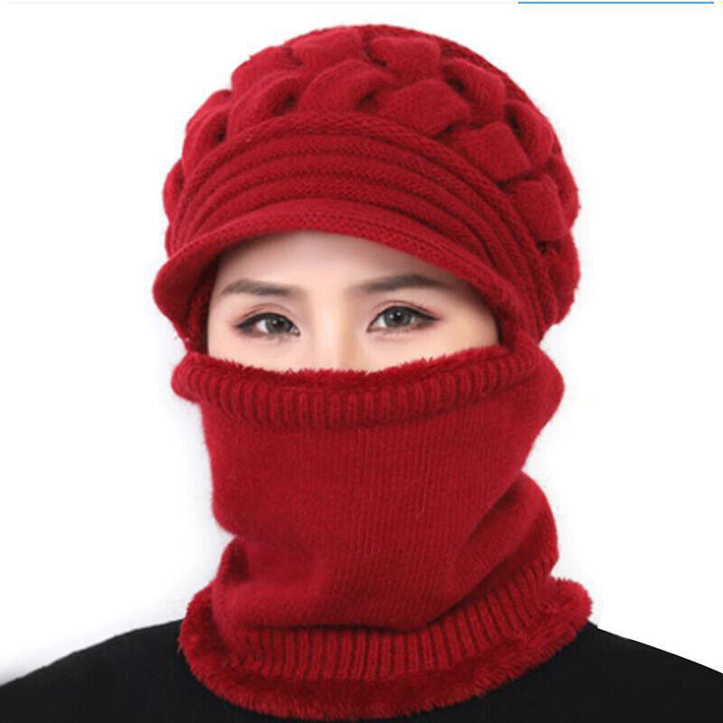 Set di cappelli invernali isolanti da donna - Maglia a trecce, lana