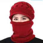 Set di cappelli invernali isolanti da donna - Maglia a trecce, lana