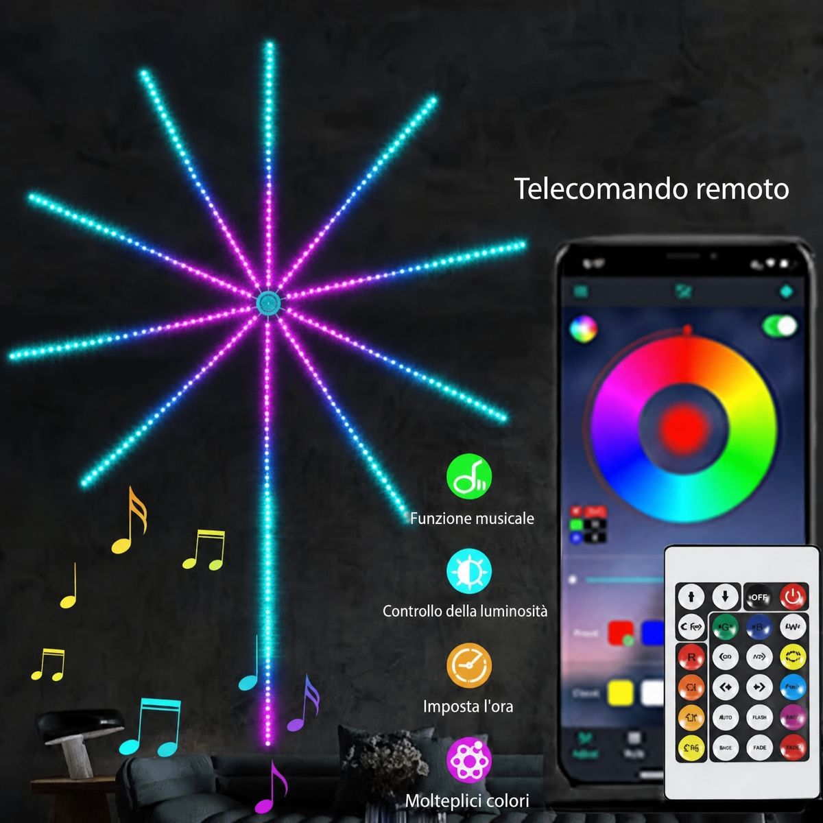 Catena Luminosa LED Esplosione di Stelle