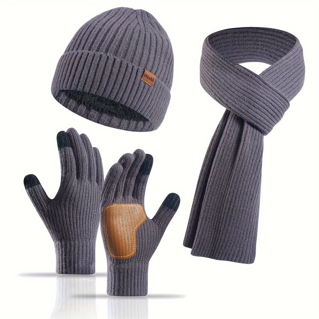 Set invernale gioioso: cappello, sciarpa e guanti per coppie
