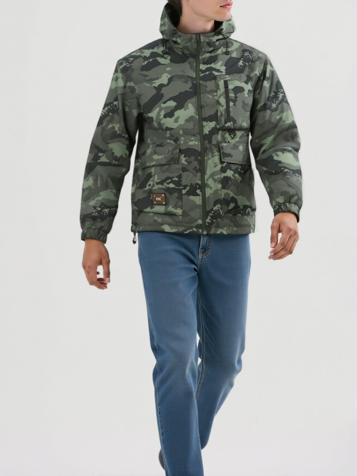 Giacca da uomo con motivo mimetico e cappuccio | Casual e confortevole