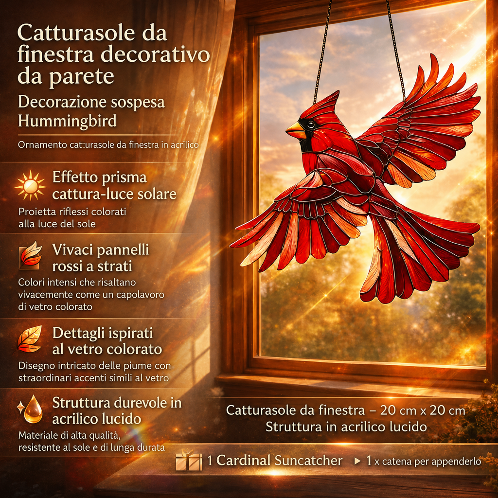 Decorazione da parete e finestra con colibrì cattura-sole sospeso