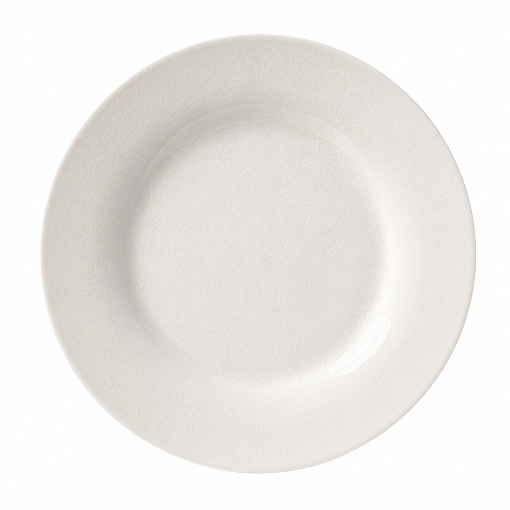 Piatto in ceramica bianco visto dall'alto