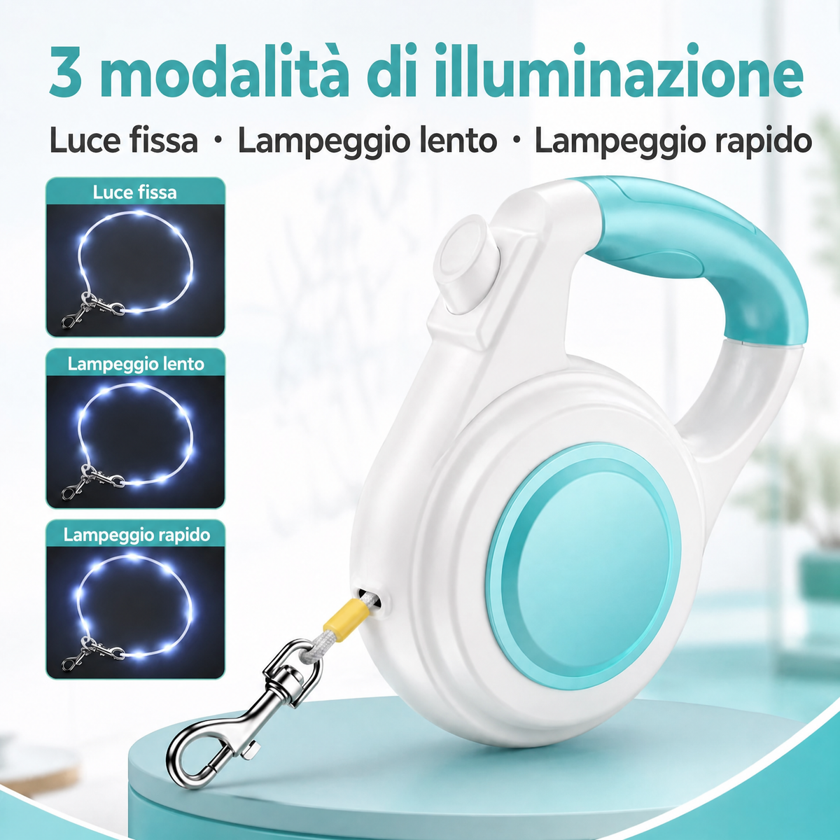 Guinzaglio Retrattile Luminosa Ricaricabile per Cani per Passeggiate Notturne - Aiuta i Cani di Piccola Taglia a Restare