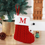 Calzini lavorati a maglia in lana con ciondolo albero creativo decorativo con lettere carine calze di Natale