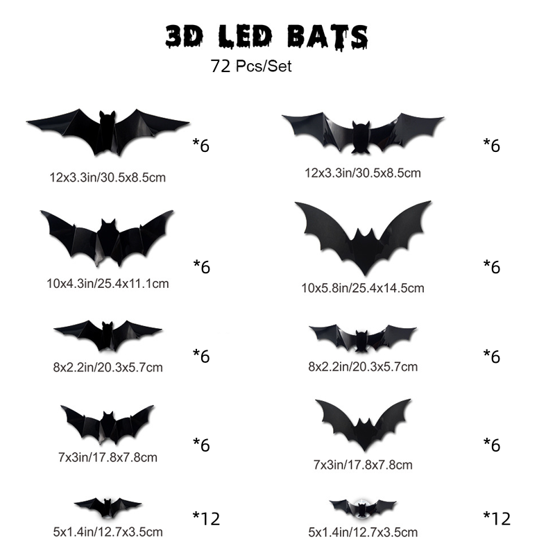 Decorazione da parete a LED pipistrello 3D | Rendi la tua casa il palcoscenico di Halloween più spettrale con illusioni volanti realistiche!