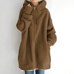 Calda felpa con cappuccio in pile da donna: pile oversize spazzolato