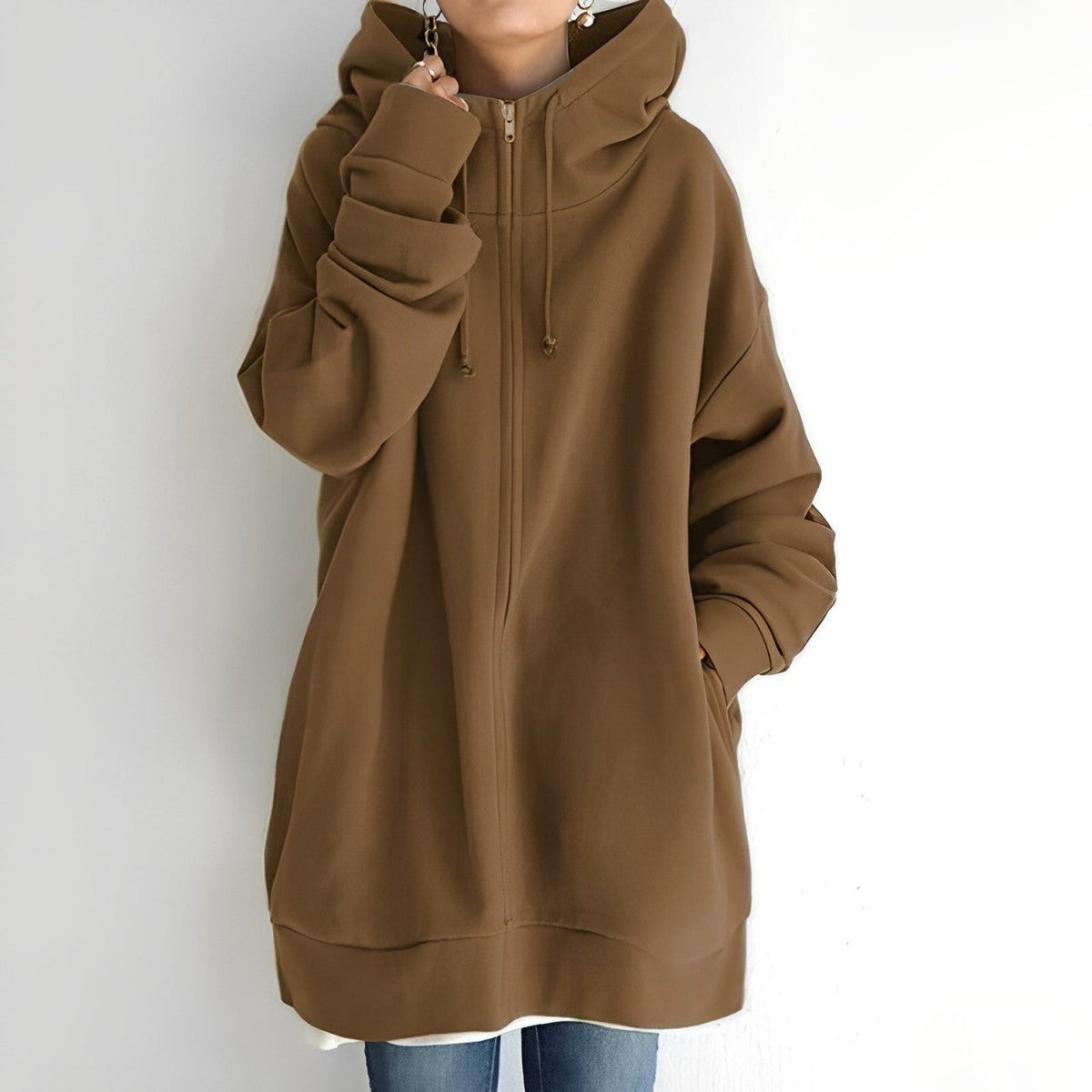 Calda felpa con cappuccio in pile da donna: pile oversize spazzolato