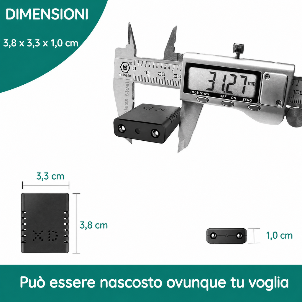 Mini Telecamera Audio HD, 1080P, Visione Notturna