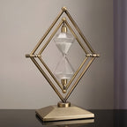 Clessidra con struttura geometrica in metallo – Timer da meditazione con sabbia bianca