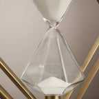 Clessidra con struttura geometrica in metallo – Timer da meditazione con sabbia bianca