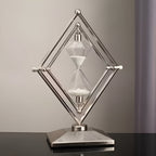 Clessidra con struttura geometrica in metallo – Timer da meditazione con sabbia bianca