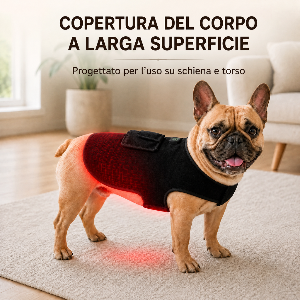 Pettorina a luce rossa per cani e gatti – 660nm + 850nm vicino infrarosso per comfort di schiena, anche, articolazioni e