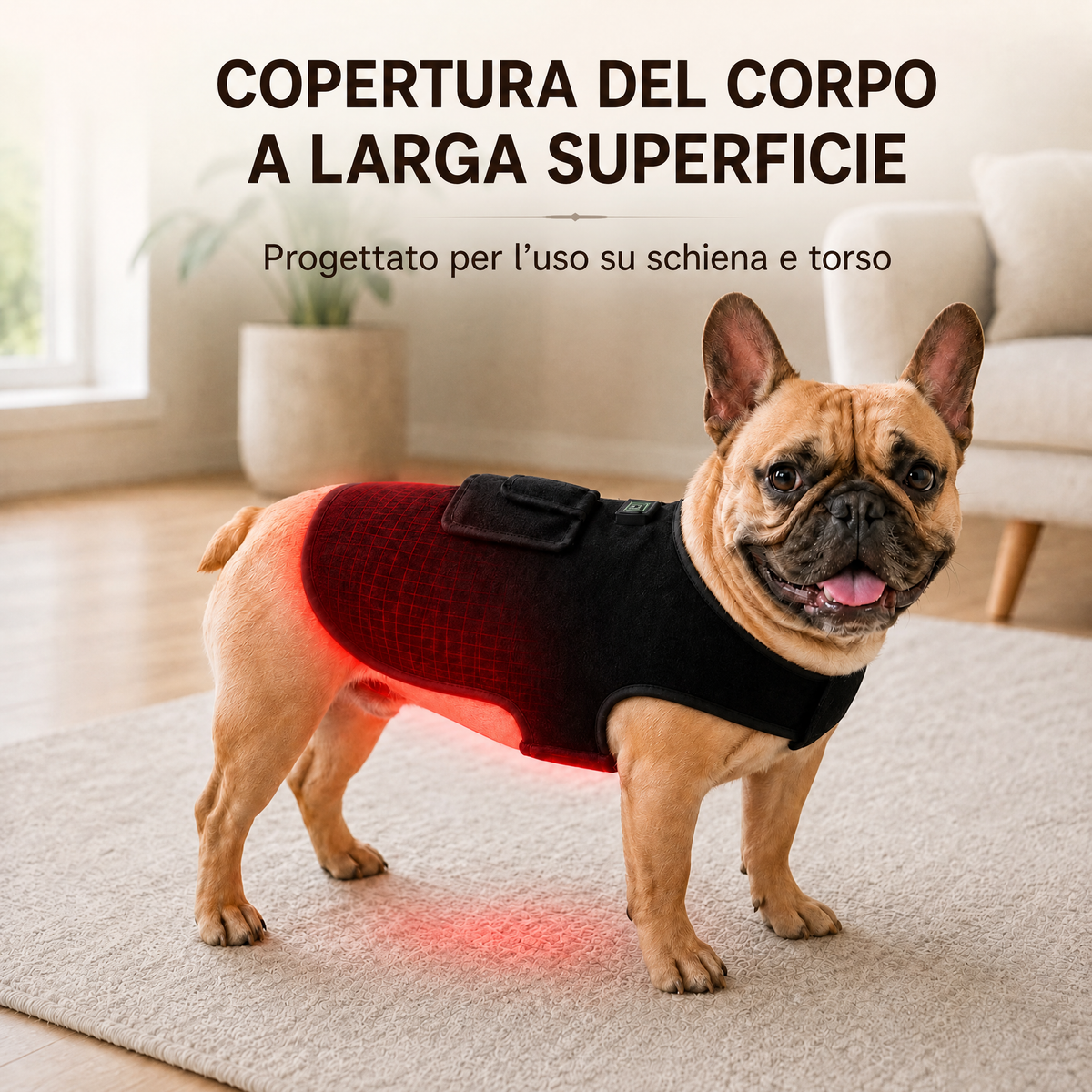 Pettorina a luce rossa per cani e gatti – 660nm + 850nm vicino infrarosso per comfort di schiena, anche, articolazioni e