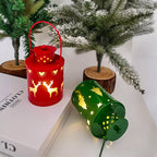Lanterna natalizia festosa con luce LED e parete esterna dal design con ritaglio in metallo