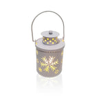 Lanterna natalizia festosa con luce LED e parete esterna dal design con ritaglio in metallo