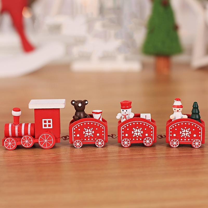Set di ornamenti per la decorazione del treno di Natale in legno