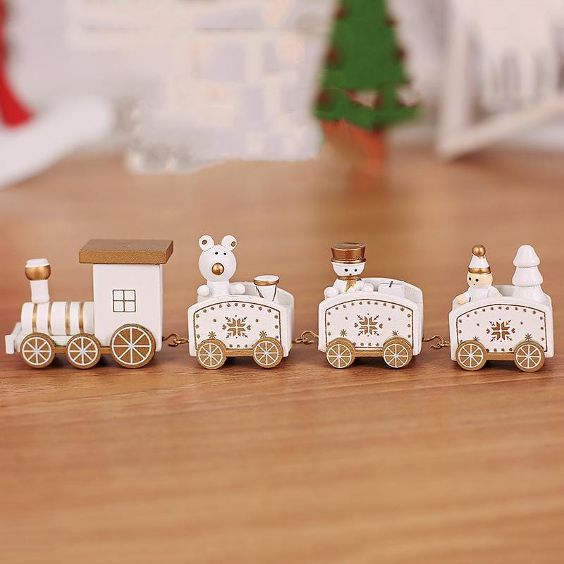 Set di ornamenti per la decorazione del treno di Natale in legno