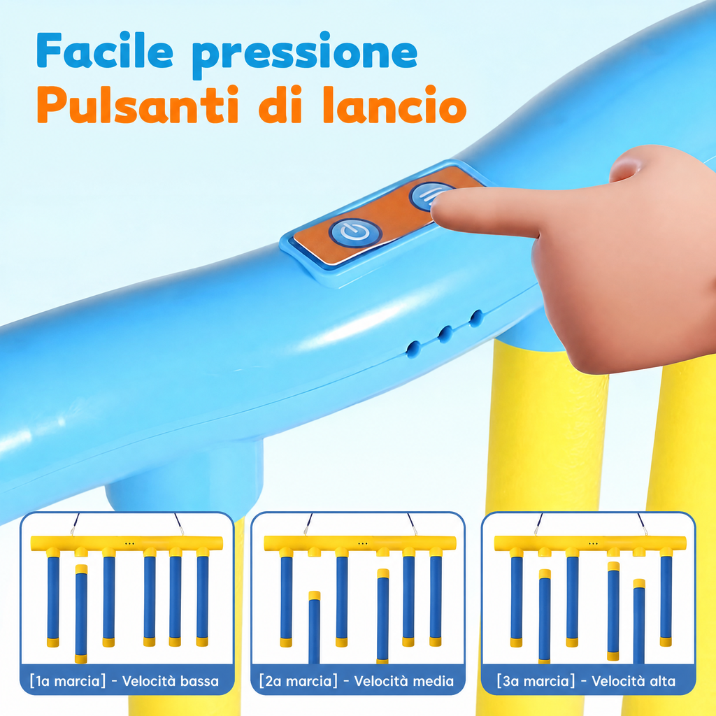 Gioco di riflessi per bambini, trainer di reazione con bastoncini cadenti, sfida a caduta