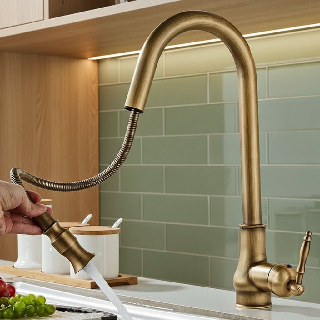 FLEXTAP – Miscelatore cucina estraibile in stile antico con canna alta