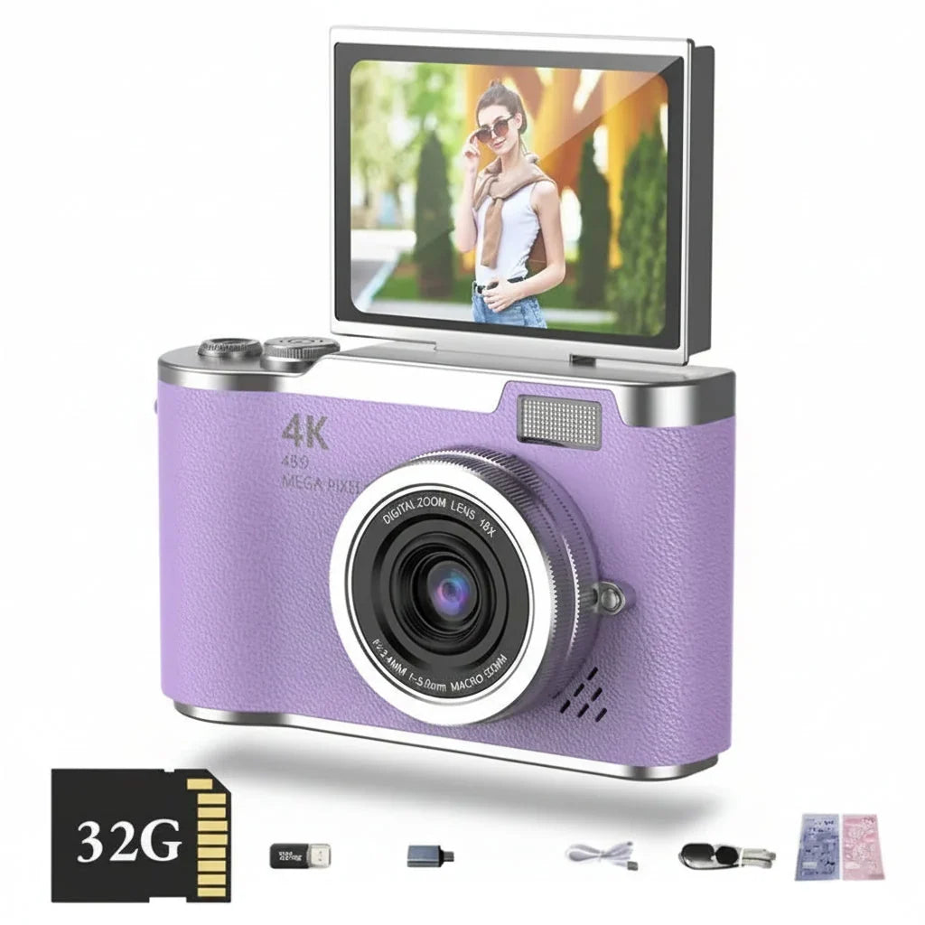 Fotocamera Digitale 4K Schermo Ribaltabile 48MP Zoom 8X Compatta Foto Video