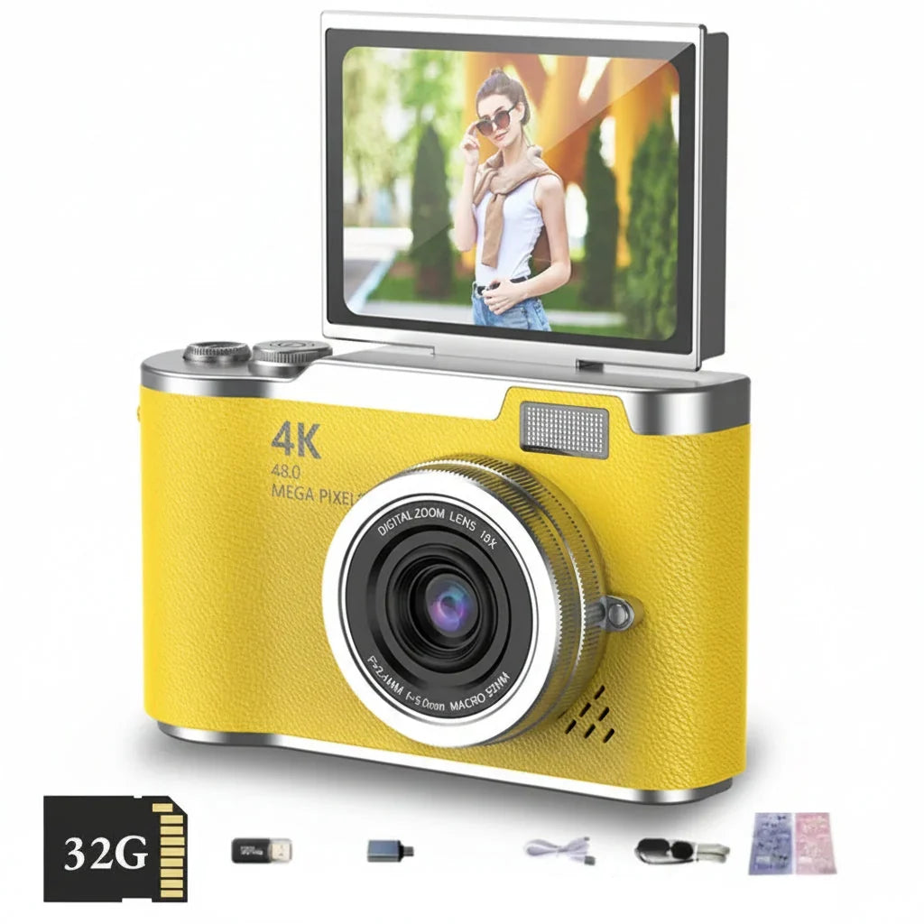 Fotocamera Digitale 4K Schermo Ribaltabile 48MP Zoom 8X Compatta Foto Video