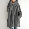 Calda felpa con cappuccio lunga da donna - Stratificazione in pile oversize