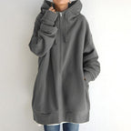 Calda felpa con cappuccio lunga da donna - Stratificazione in pile oversize