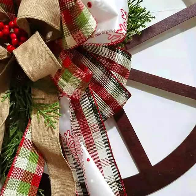 Ghirlanda di Natale decorativa invernale vintage in legno per porta d'ingresso