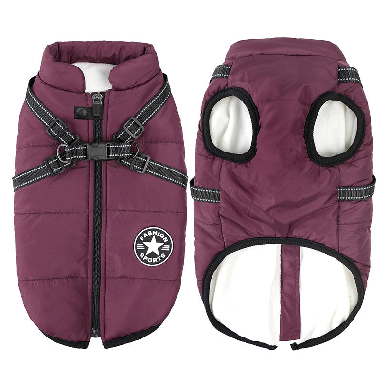 Cappotto Invernale 3-in-1 per Cani con Pettorina | Imbottito, Impermeabile e Antivento