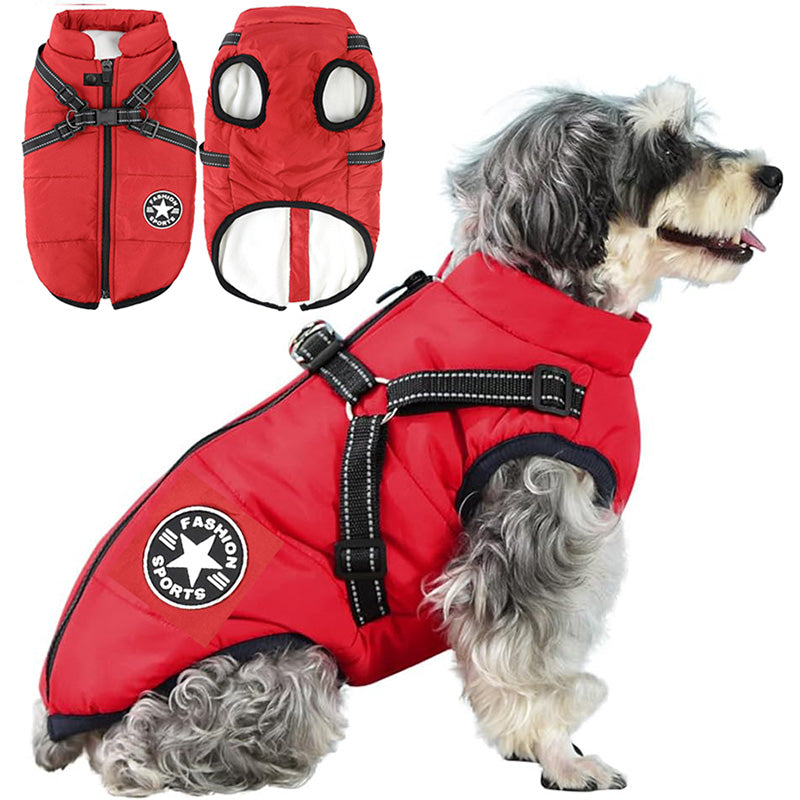 Cappotto Invernale 3-in-1 per Cani con Pettorina | Imbottito, Impermeabile e Antivento