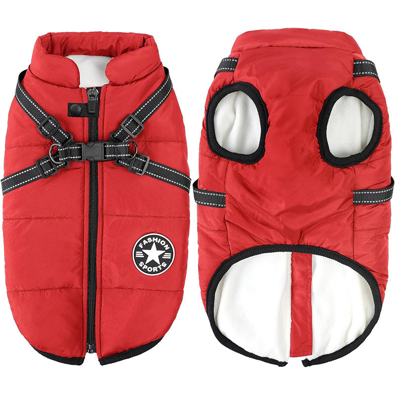 Cappotto Invernale 3-in-1 per Cani con Pettorina | Imbottito, Impermeabile e Antivento