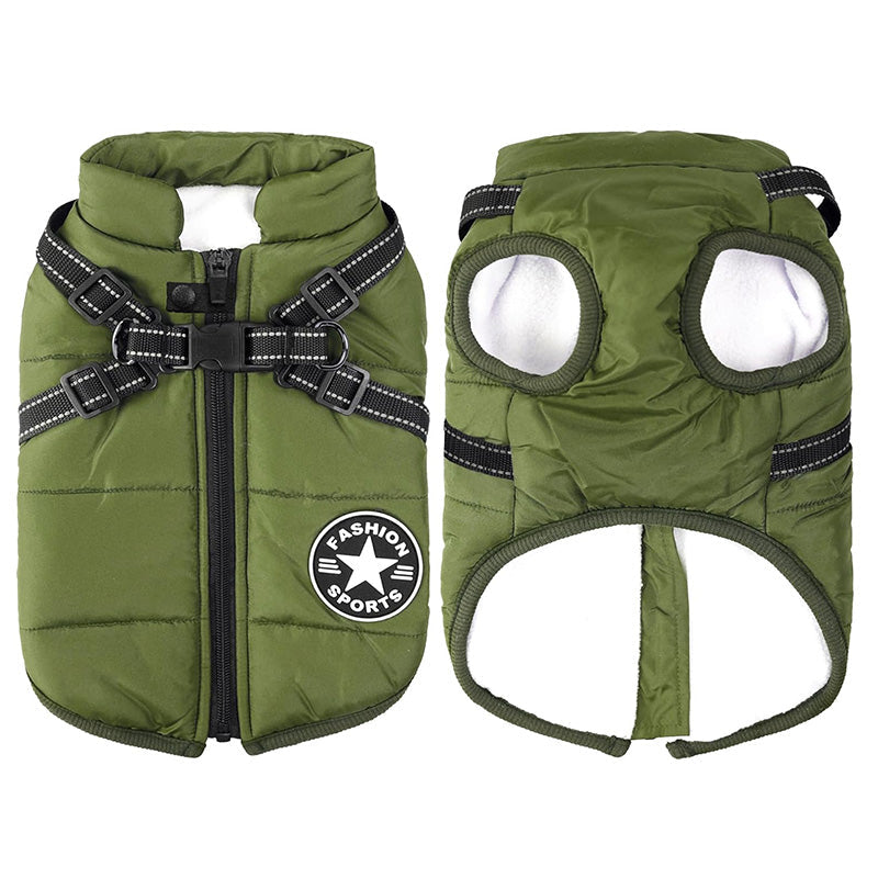 Cappotto Invernale 3-in-1 per Cani con Pettorina | Imbottito, Impermeabile e Antivento