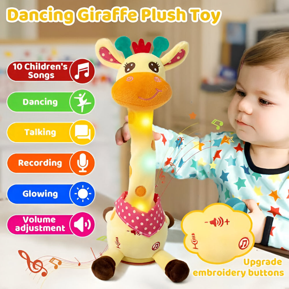 Giocattolo di peluche interattivo Giraffa che canta, compagno musicale per bambini