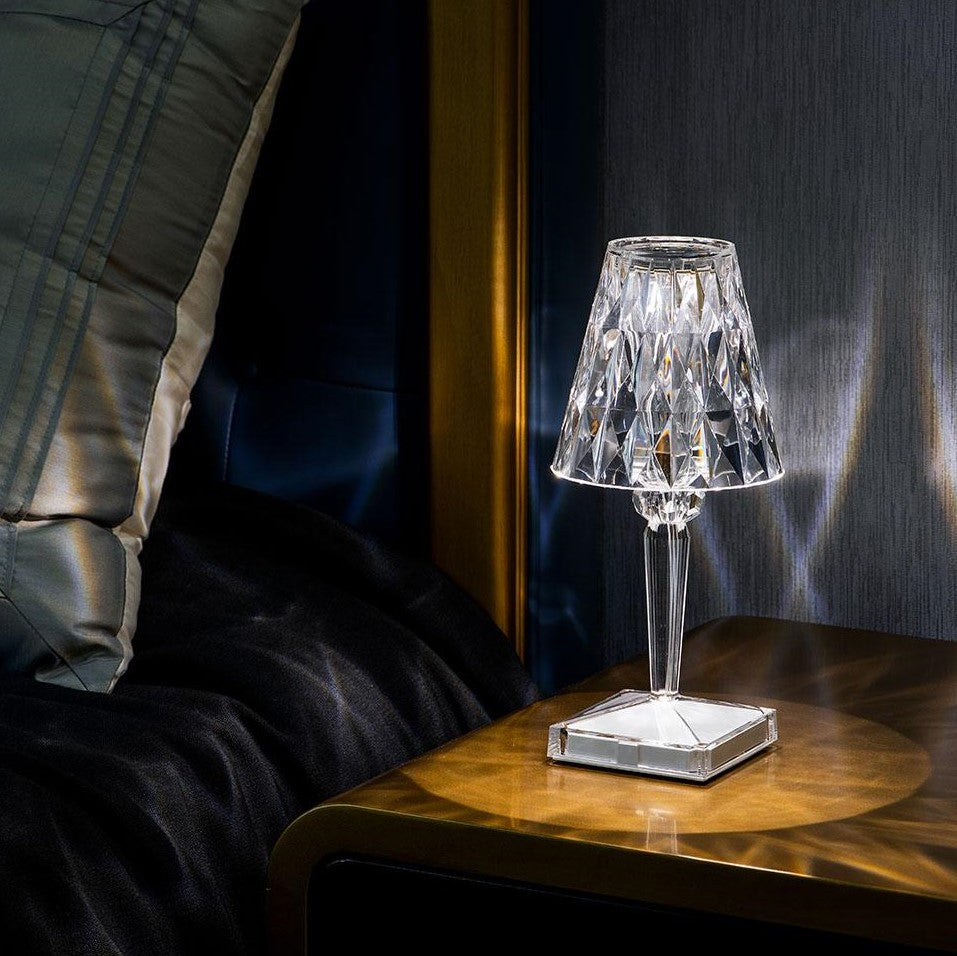 Moderna Lampada da Tavolo Lucida con Cristalli e Facile Controllo